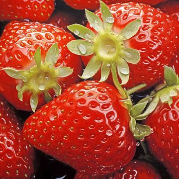 Gros plan sur des fraises fraîches sur Cafe Noir