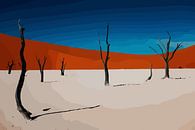 Woestijn in popart stijl - Zand, natuur, bomen, Sahara van The Art Kroep thumbnail