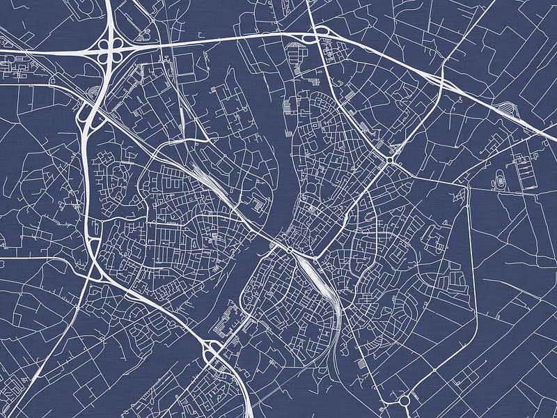 Map of Venlo in Royal Blue by De Kaartenwinkel