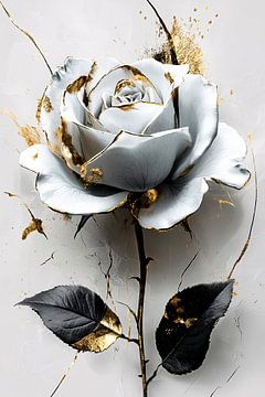 Witte roos met gouden accenten van Art & Soul Creations