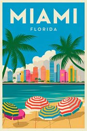 Miami, Florida Vintage Travel Poster von Poster Art Shop