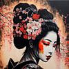 Japanische Geisha und Kirschblüten von Naiyaru