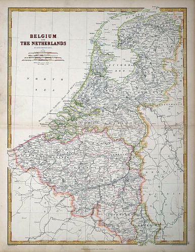 carte de la Belgique, des Pays-Bas et du Luxembourg