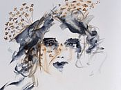 Aquarel vrouw met schermbloem abstract van Bianca ter Riet thumbnail