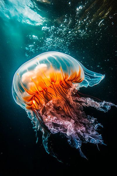 Schimmernde Qualle im Ozeanwasser von Poster Art Shop