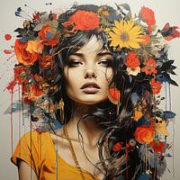 Beauty with flowers