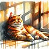 Katze entspannt sich im Sonnenlicht von Chromatic Fusion Studio