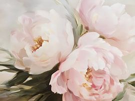 Pastel pink flowers painting by IamHome Studio