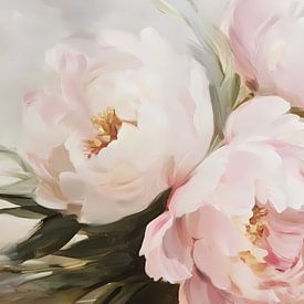Peinture représentant des fleurs rose pastel sur IamHome Studio