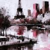 PARIS SKYLINE ABSTRACT PAINTED-2A by Pia Schneider