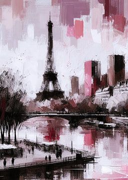 PARIS SKYLINE ABSTRACT PAINTED-2A von Pia Schneider