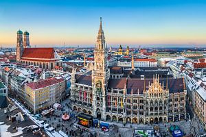 Panorama des Marienplatzes in München von Michael Abid