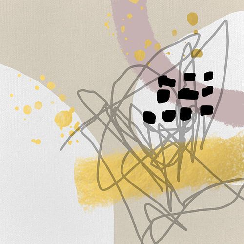 Abstracte pastel vormen. Minimalistisch in beige, roze, goud, wit en grijs