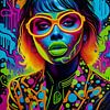 Mädchen mit Brille Neon Graffiti Kunst von Makar Mokrynskyi