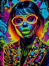 Girl in glasses neon graffiti art by Makar Mokrynskyi thumbnail