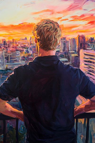 Vue urbaine du coucher de soleil par Poster Art Shop