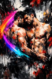 Des moments d'intimité – Portrait expressif d'un homme rehaussé de touches de couleurs vives sur ButterflyPix