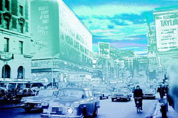 Elizabeth Taylor New York 1956 en bleu et vert sur Timeview Vintage Images