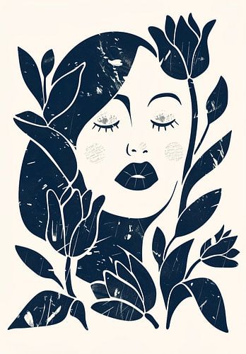 Abstratie in blauw en wit