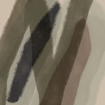Moderne abstracte minimalistische kunst. Vormen en lijnen in bruin, beige, groen van Dina Dankers