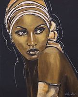 African Woman in Black Gold