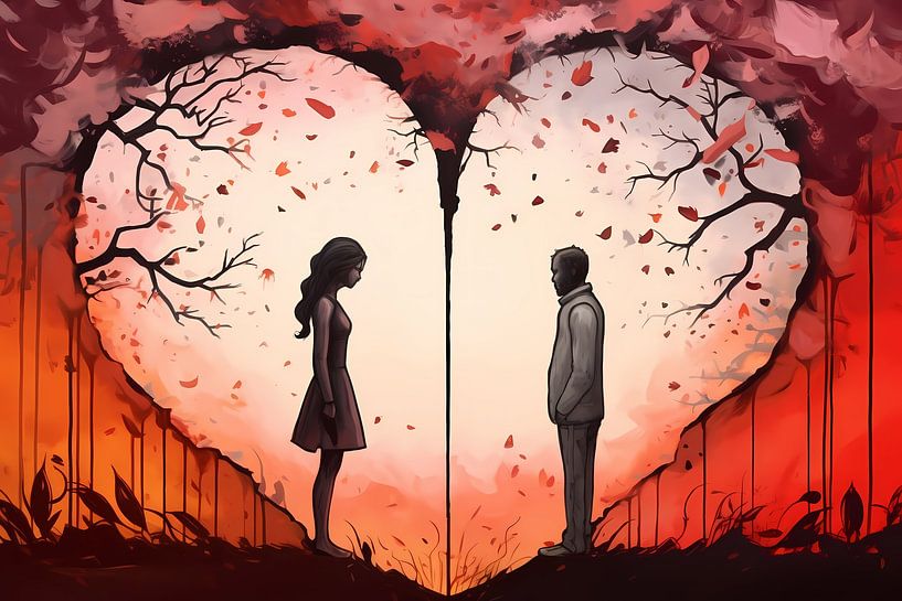 Separation by love, heart-shaped sunset by Art & Soul Creations