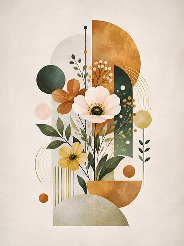 Floral Bauhaus Abstract Composition
