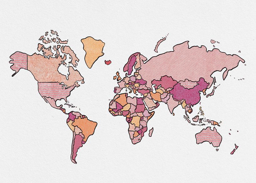 Outlined world map | Pink by Studio Malabar