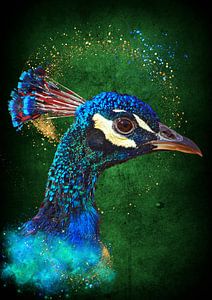 Peacock head with gold glitter