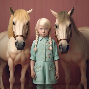 Fine art portret "Me and my horses" van Carla Van Iersel