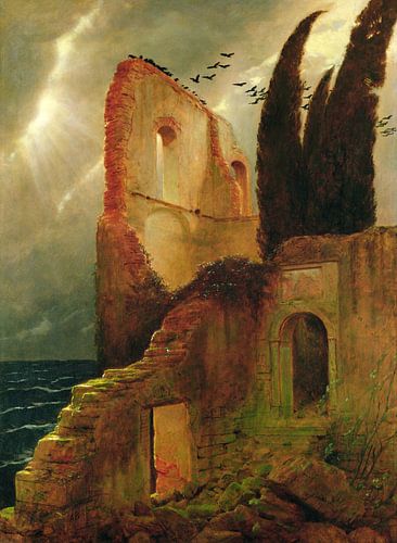 Arnold Bocklin,Ruin By The Sea, 1881
