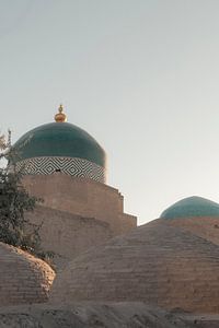 Türkisfarbene Kuppeln in Usbekistan | Reisefotografie Druck | Chiwa