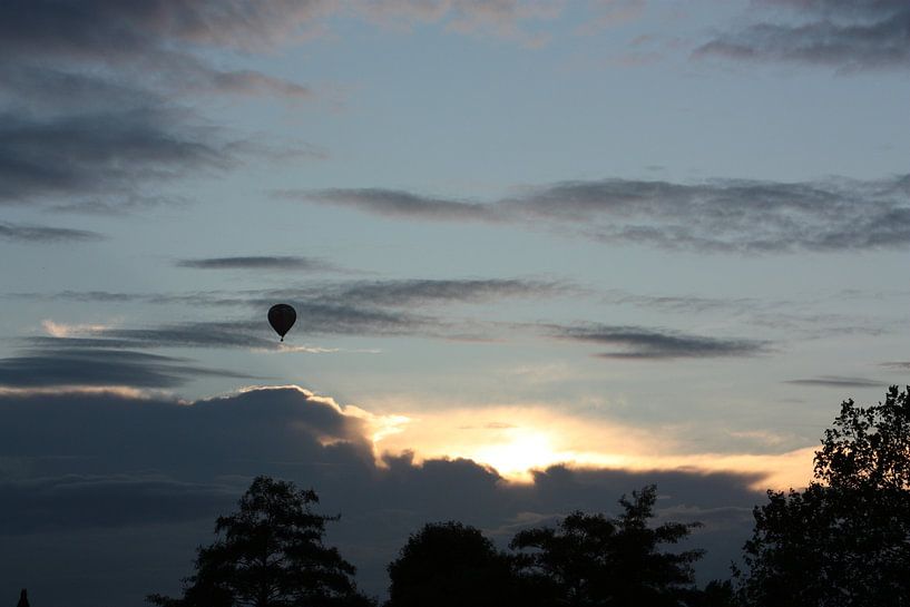 Heißluftballon über den Bäumen von Marianne van den Bogaerdt