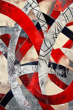Abstract red and grey shapes by Poster Art Shop