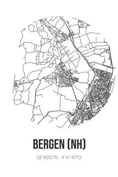 Bergen (NH) (Noord-Holland) | Karte | Schwarz und Weiß von Rezona