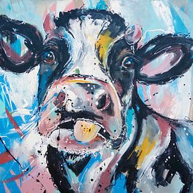 La vache heureuse | Pastel sur Vrolijk Schilderij