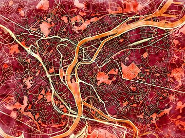 Kaart van Luik in de stijl 'Amber Autumn' van Maporia