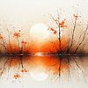 Eine Landschaft Mandarine Twist Herbst Blätter Zweige Sonnenuntergang. von J.a Dijkstra