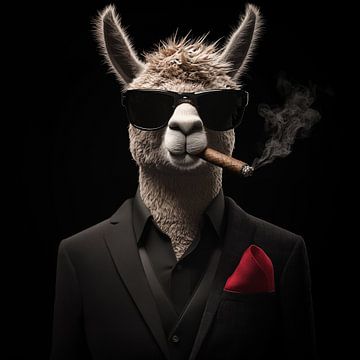 Alpaca met sigaar en zonnebril van TheXclusive Art