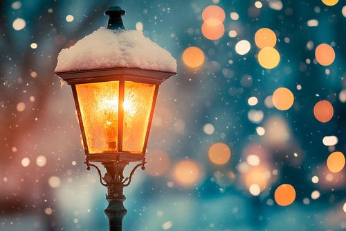 Winter lantern in a snow flurry by Poster Art Shop