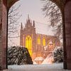 L'église Hooglandse dans la neige vue de la Burcht à Leiden (0221) sur Reezyard