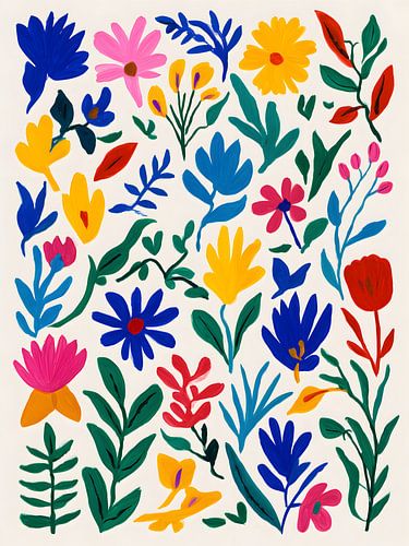 Abstract colorful flowers Henri Matisse inspired
