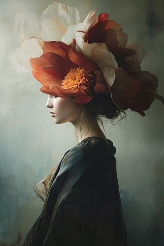 Portrait, Fleurs en tête