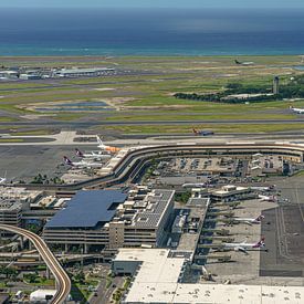 Aerial view of Honolulu International Airport. by Jaap van den Berg