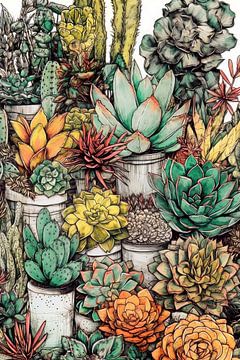 Succulents botanical pattern 22 #cacti sur JBJart Justyna Jaszke