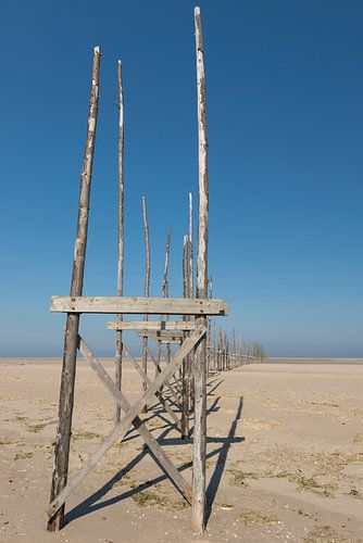 Aanlegsteiger op de zandplaat de Vliehors op het eiland Vlieland