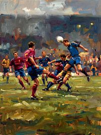 Vibrant Soccer Match Action Painting