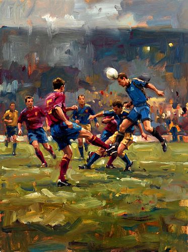 Vibrant Soccer Match Action Painting