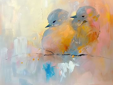 Vogels Abstract Werk | Lente van Abstract Schilderij