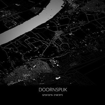 Schwarz-weiße Karte von Doornspijk, Gelderland. von Rezona